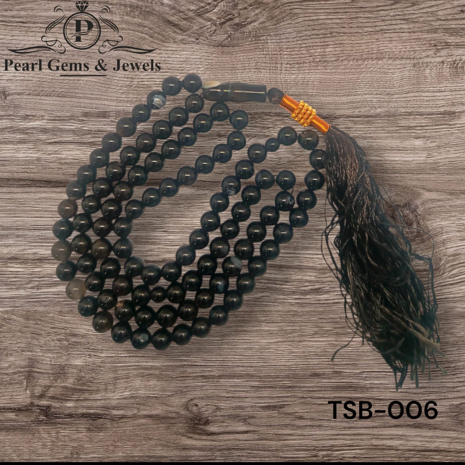 TSB-006 Black Aqeeq Tasbih