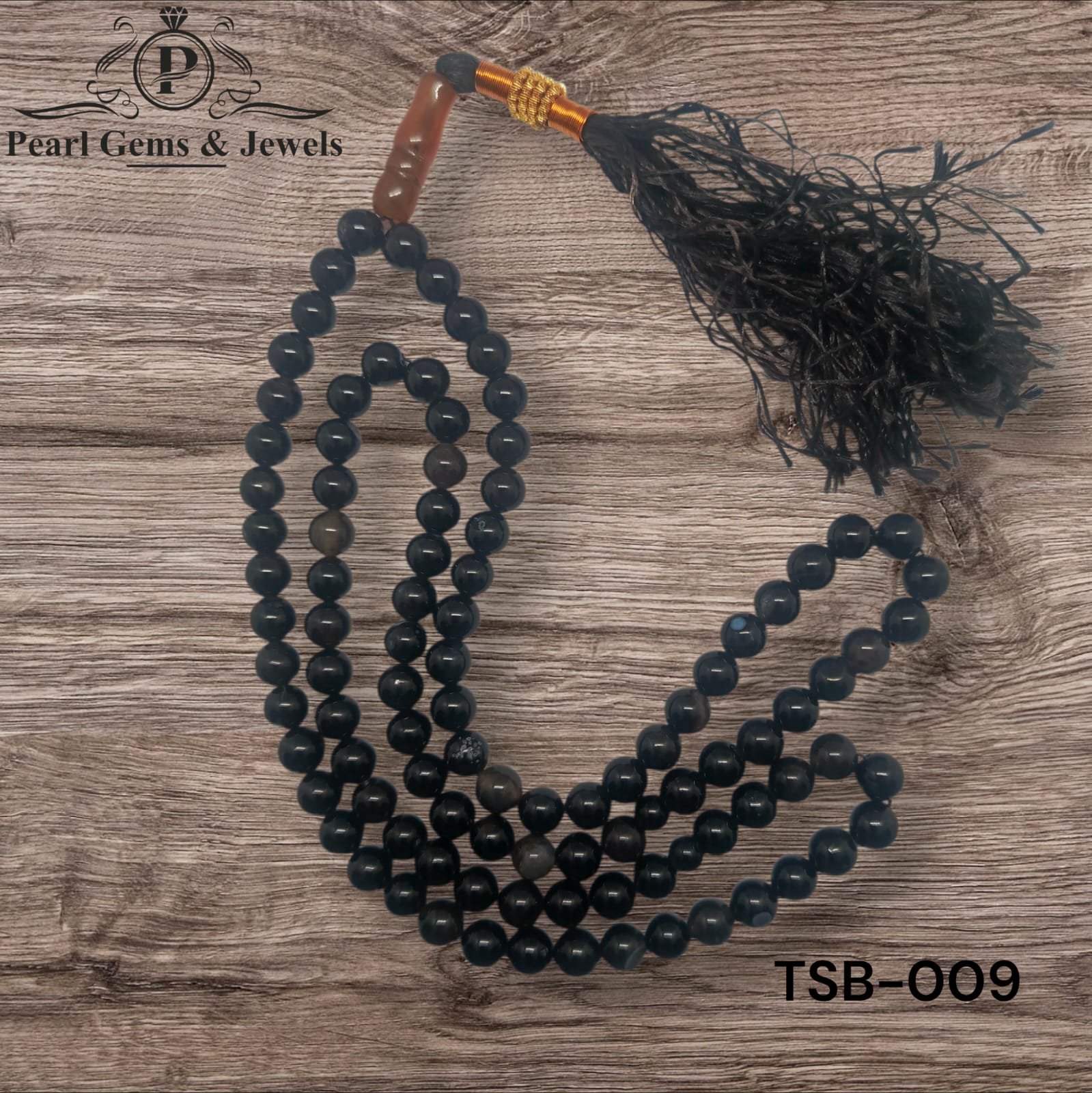 TSB-009 Black Aqeeq Tasbih